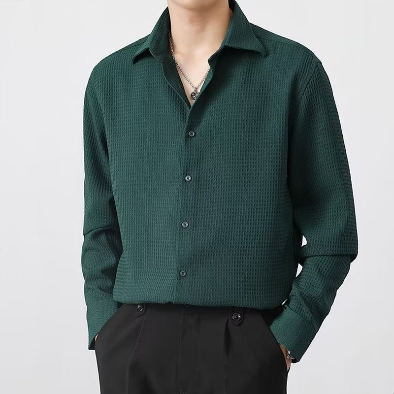 The Winston™ | Premium Waffle Knit Button-Down Shirt - Echelon Lifestyle