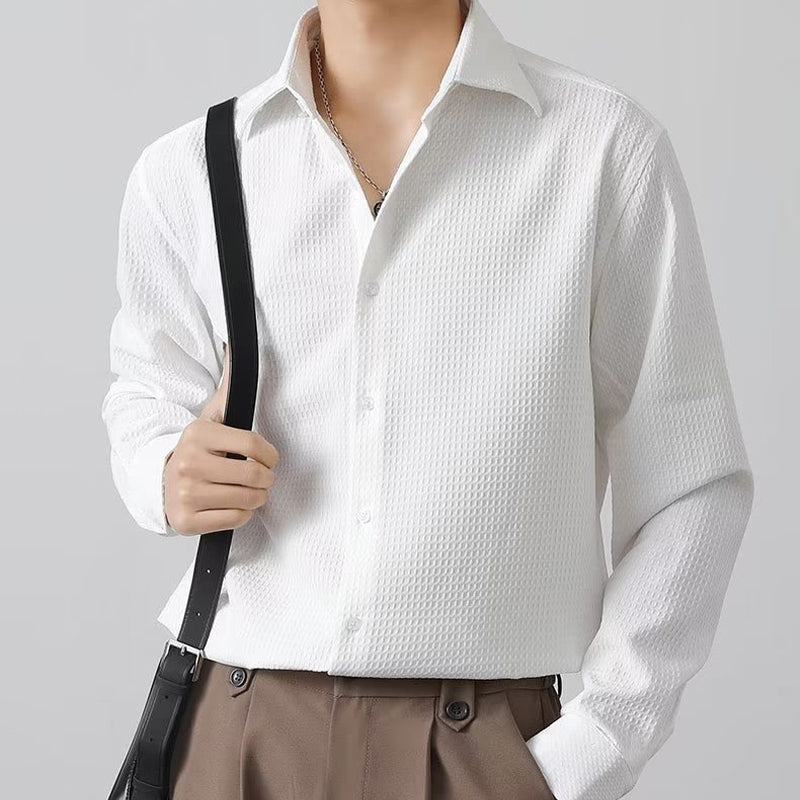 The Winston™ | Premium Waffle Knit Button-Down Shirt - Echelon Lifestyle