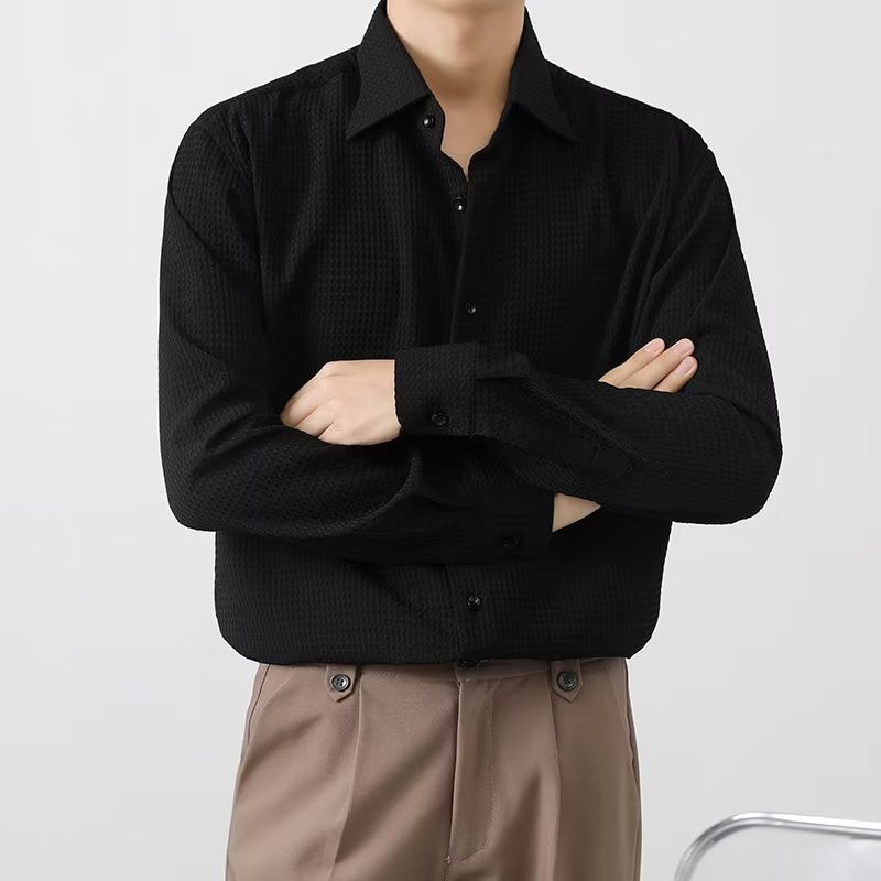 The Winston™ | Premium Waffle Knit Button-Down Shirt - Echelon Lifestyle