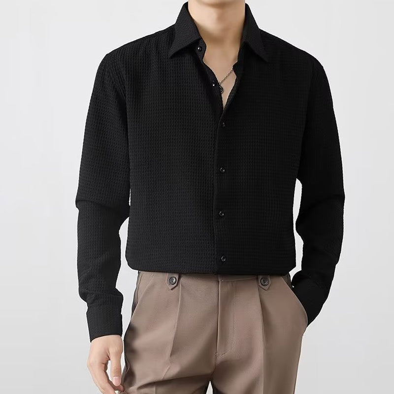 The Winston™ | Premium Waffle Knit Button-Down Shirt - Echelon Lifestyle
