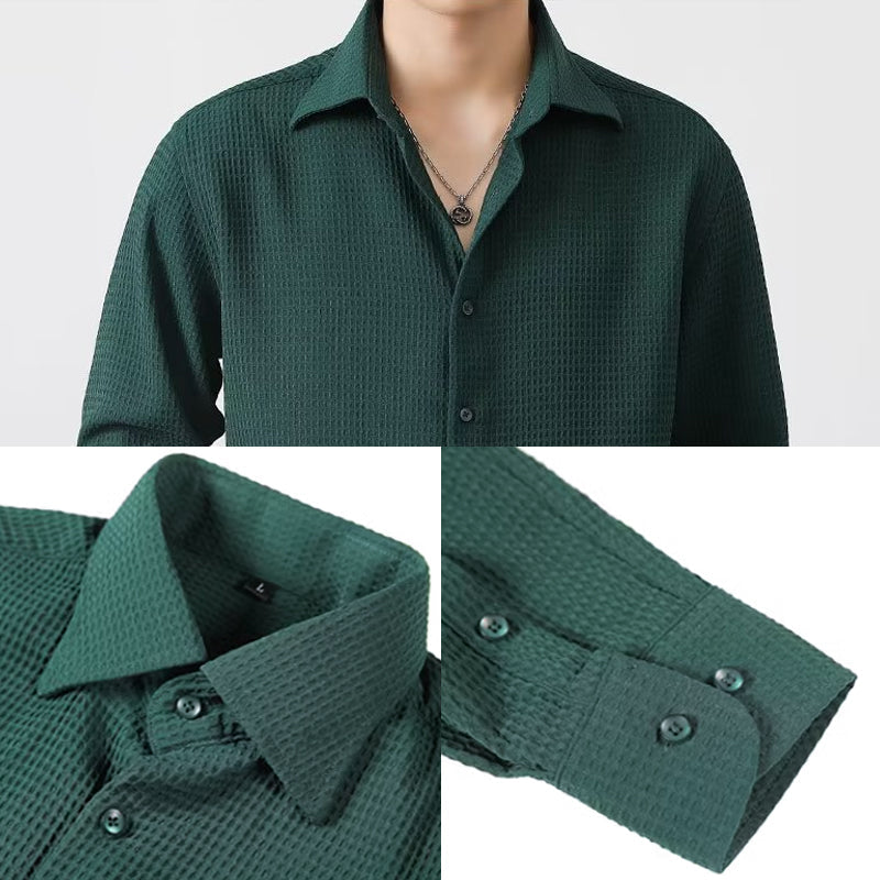 The Winston™ | Premium Waffle Knit Button-Down Shirt - Echelon Lifestyle