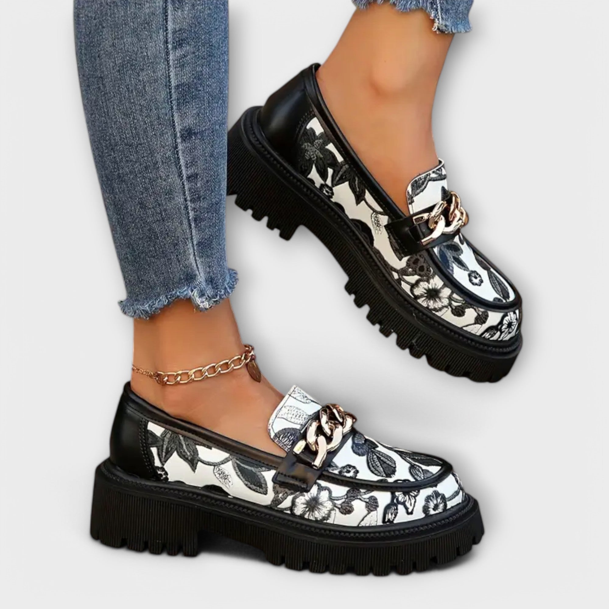 Amira™ | Retro mokasīni ar ziedu rakstu