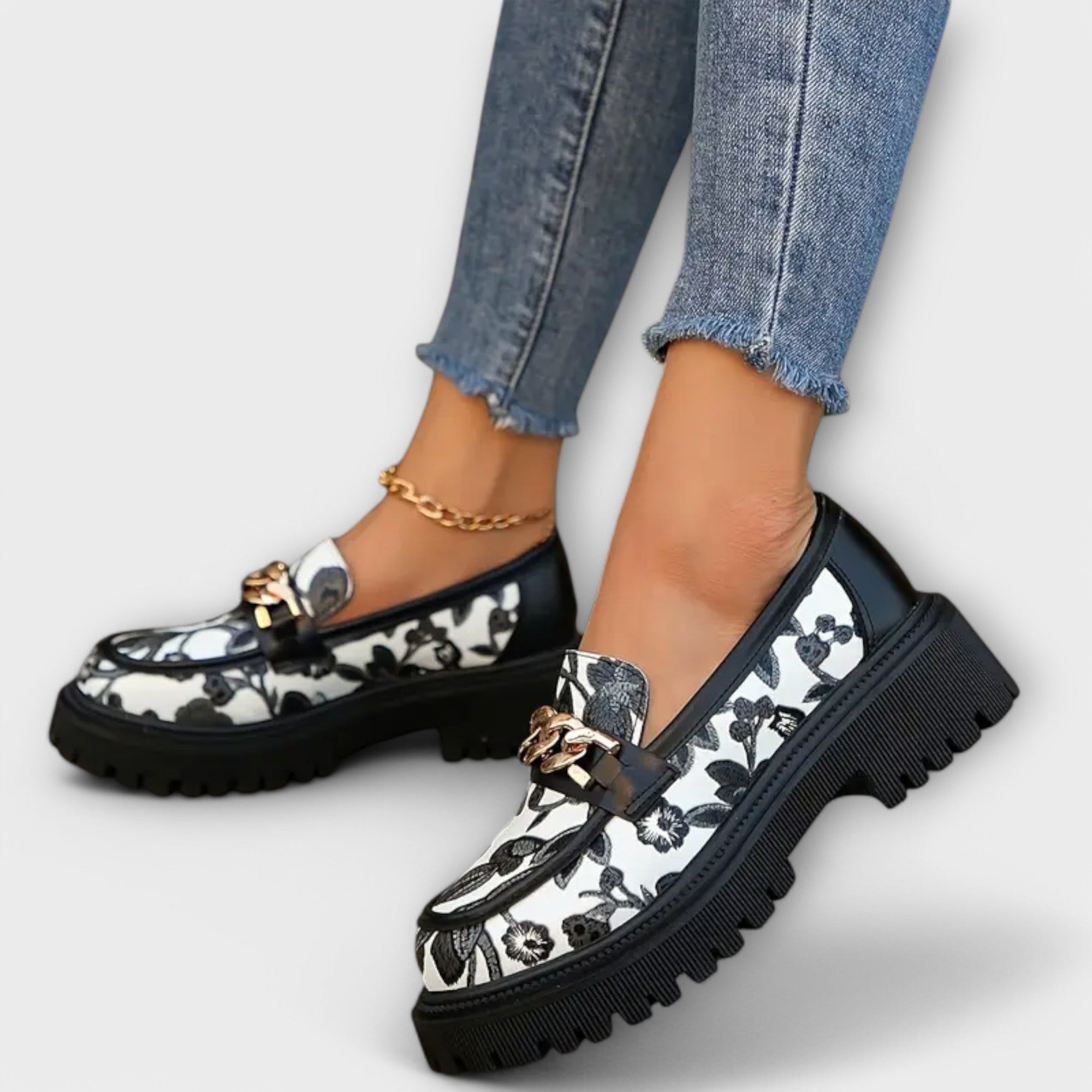 Amira™ | Retro mokasīni ar ziedu rakstu