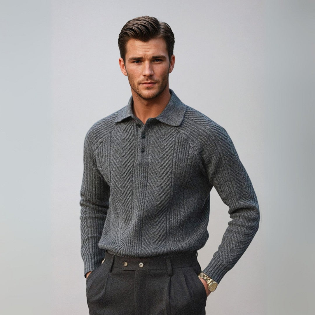 ROSSI | LUXURY MEN’S SWEATER WITH COLLAR - Echelon Lifestyle
