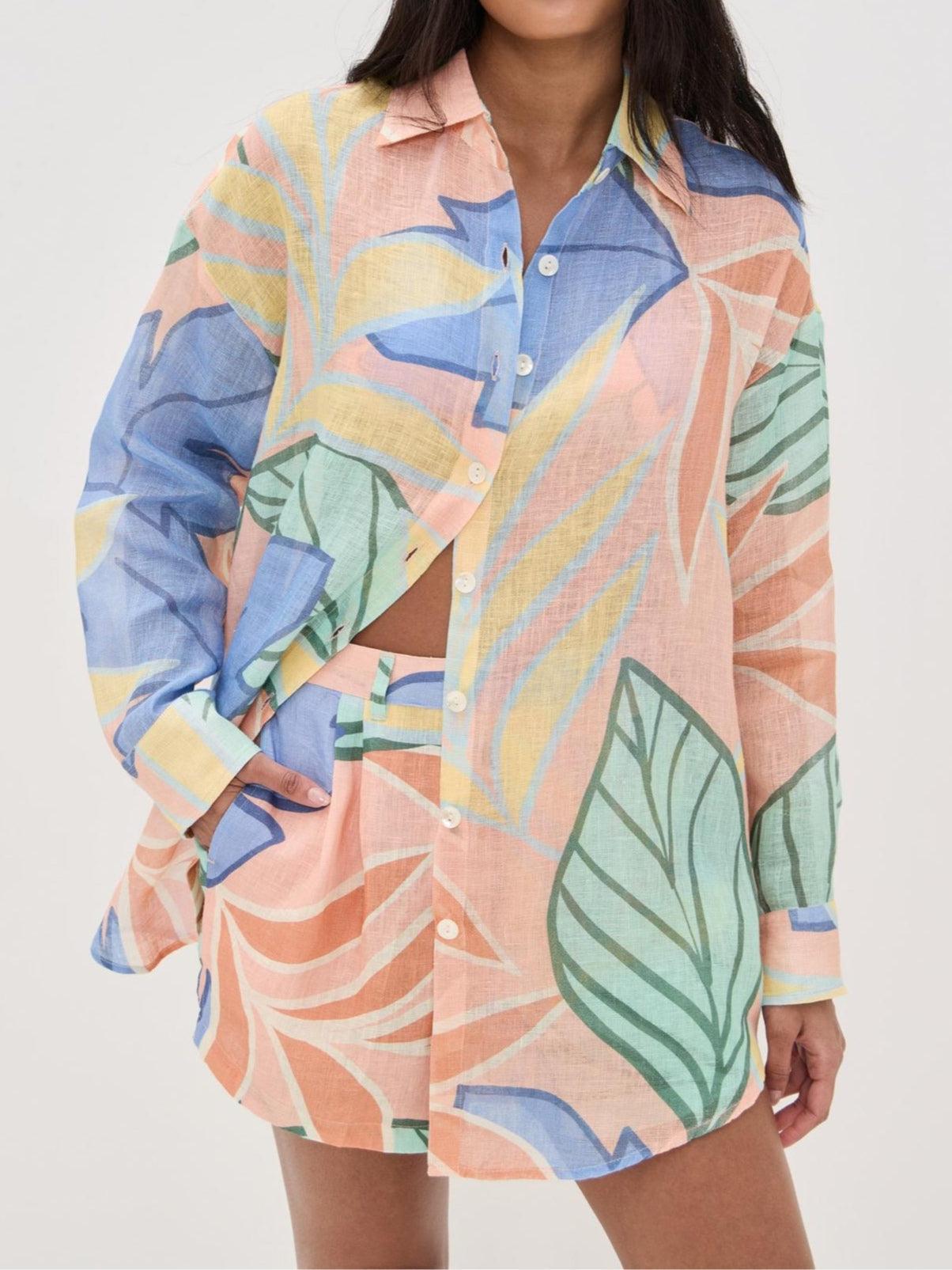 Tropisks šorts komplekts Playa Boyfriend ar lapu rakstu