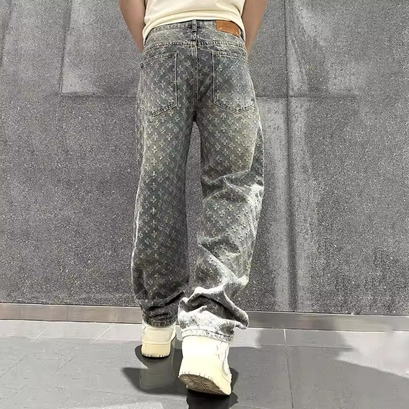 Jacquard Denim Jeans - Echelon Lifestyle