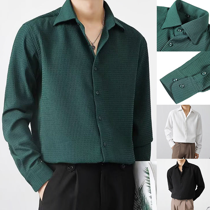 The Winston™ | Premium Waffle Knit Button-Down Shirt - Echelon Lifestyle