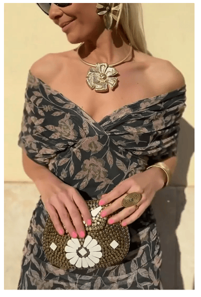 Serena™ | Garš Kleita Ziedu Rakstā Off-Shoulder