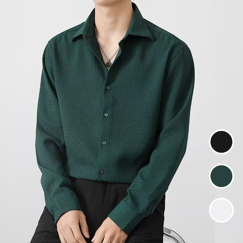The Winston™ | Premium Waffle Knit Button-Down Shirt - Echelon Lifestyle