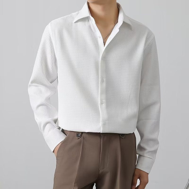 The Winston™ | Premium Waffle Knit Button-Down Shirt - Echelon Lifestyle