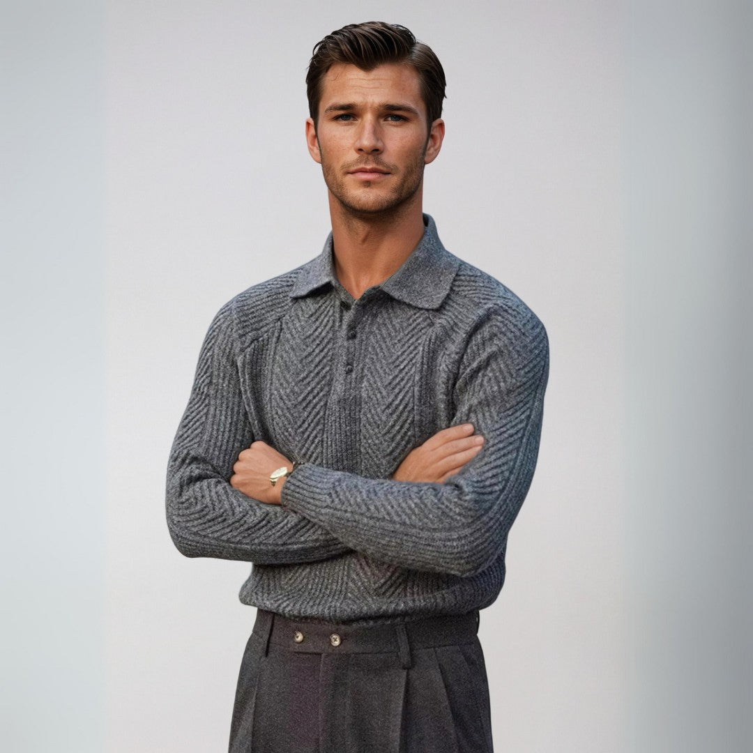 ROSSI | LUXURY MEN’S SWEATER WITH COLLAR - Echelon Lifestyle