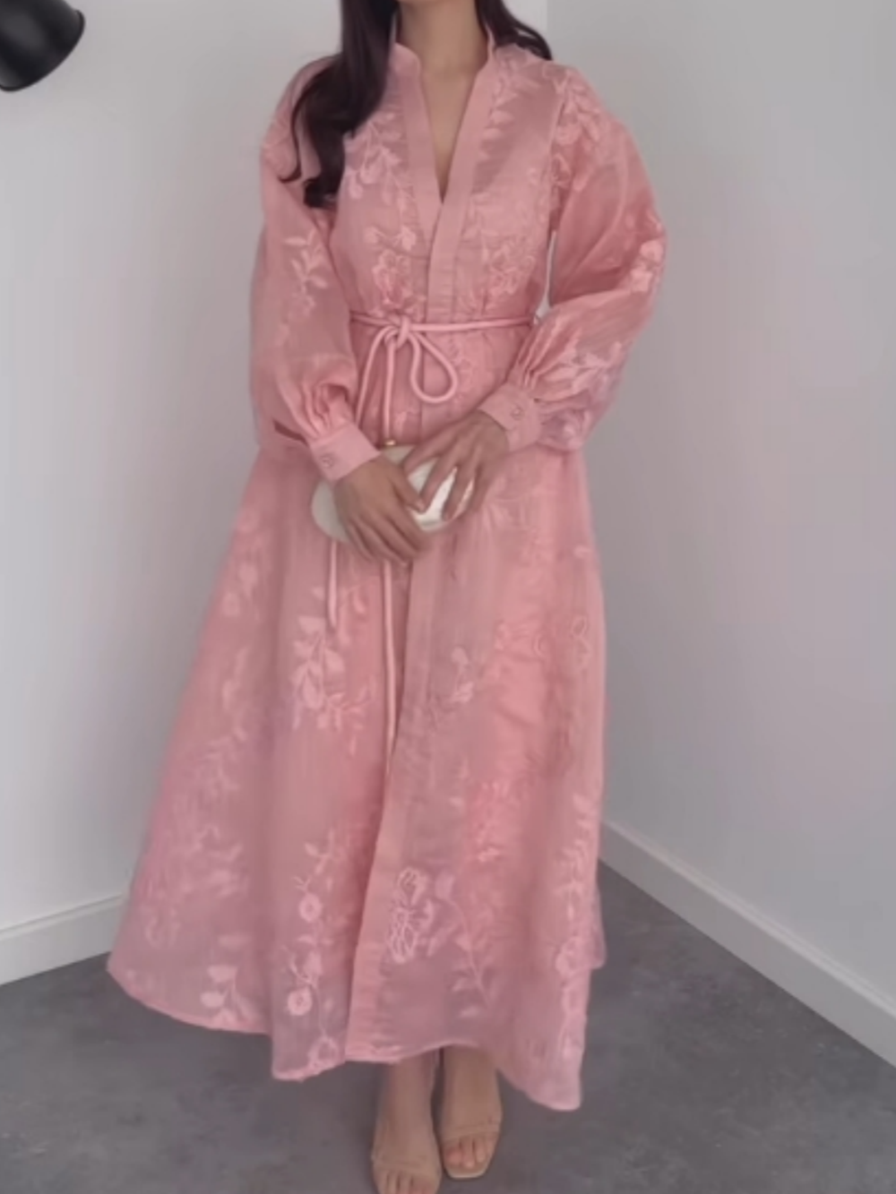 Fantāzijas Žakarda Garās Piedurknes Pogu Kleita