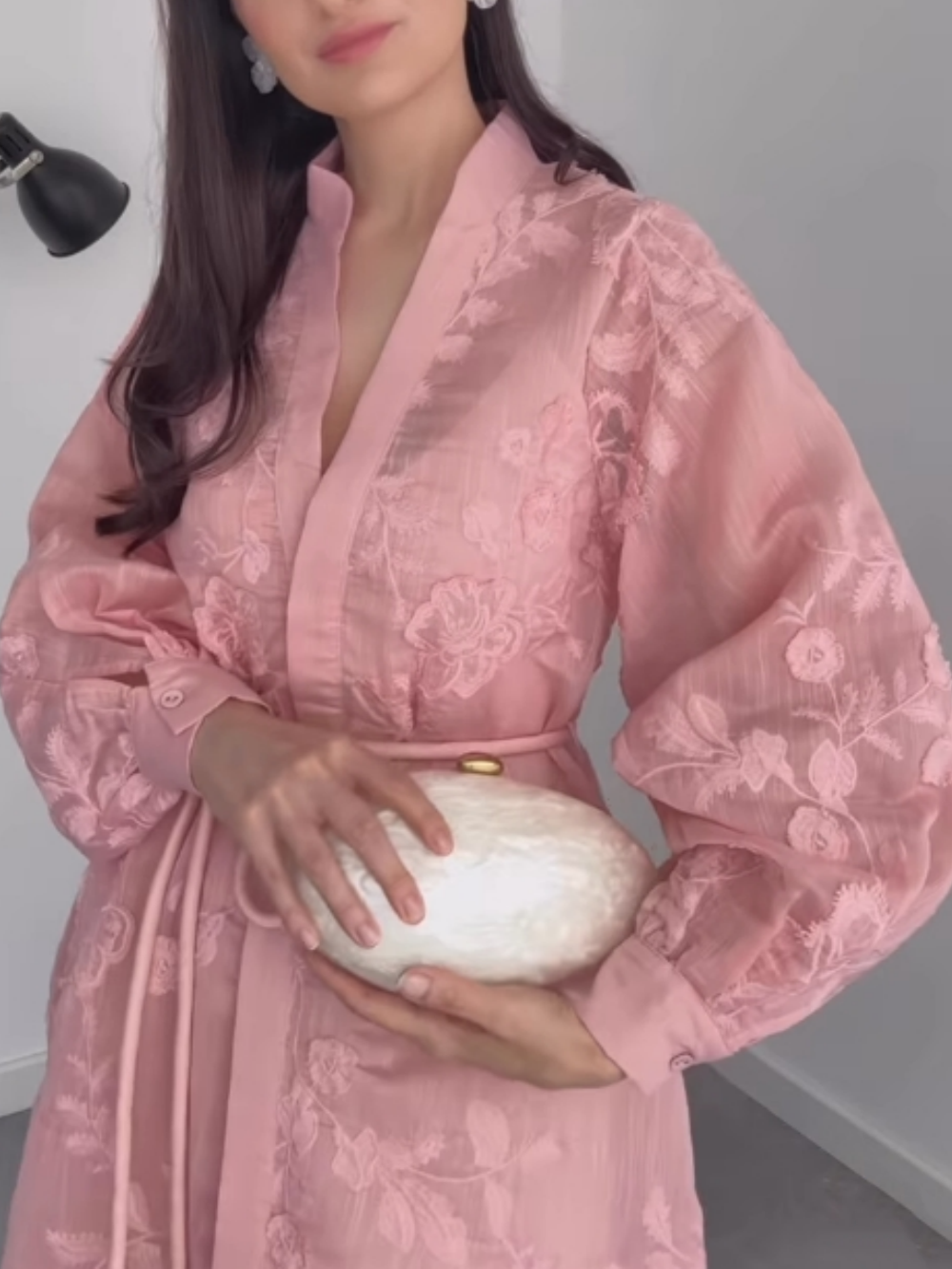 Fantāzijas Žakarda Garās Piedurknes Pogu Kleita