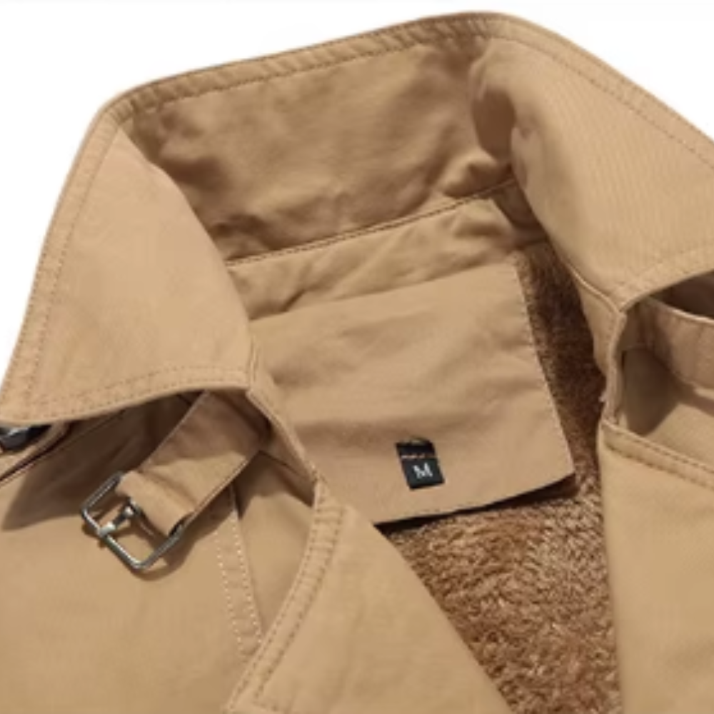 Eleganta polsterēta tranšejas mēteli