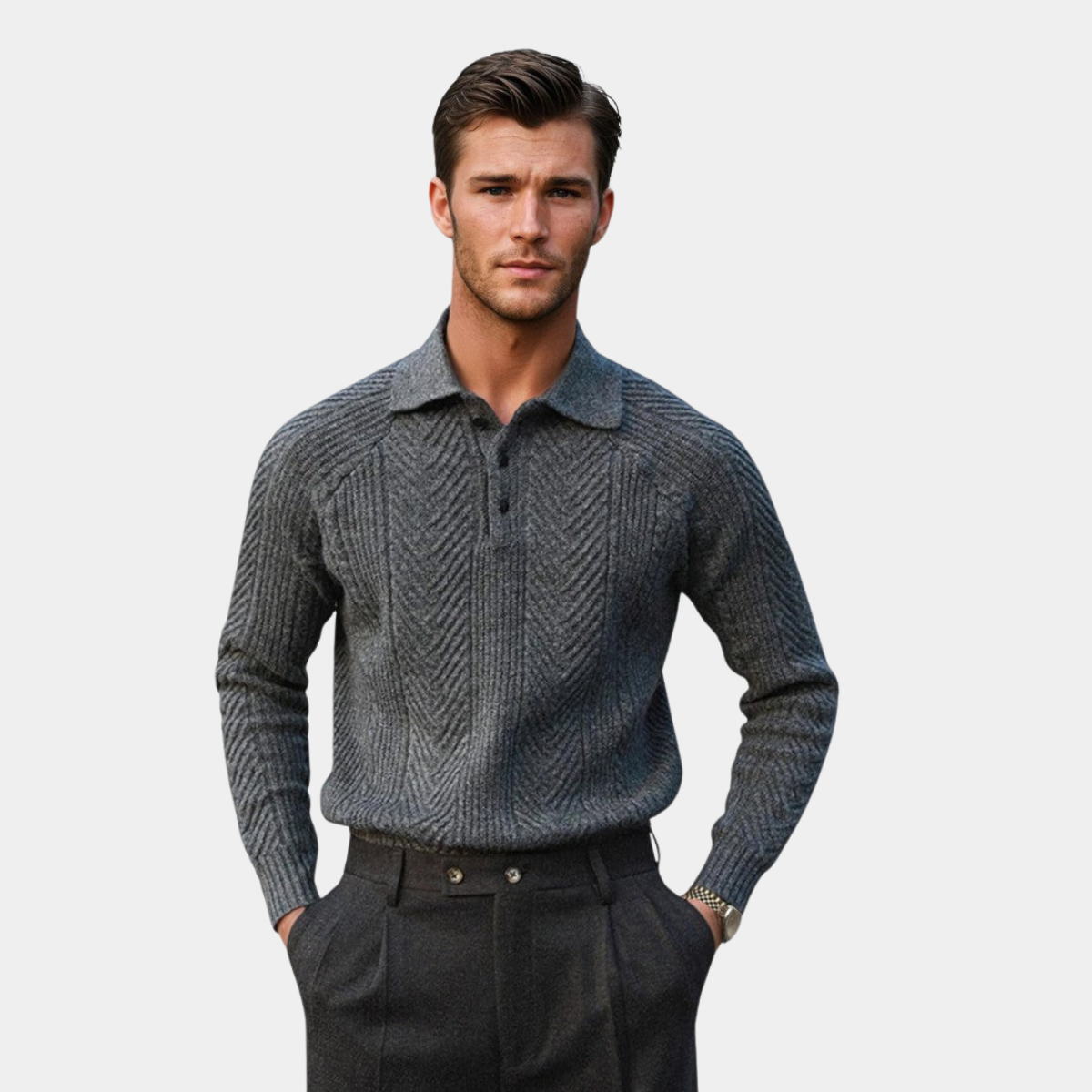 ROSSI | LUXURY MEN’S SWEATER WITH COLLAR - Echelon Lifestyle
