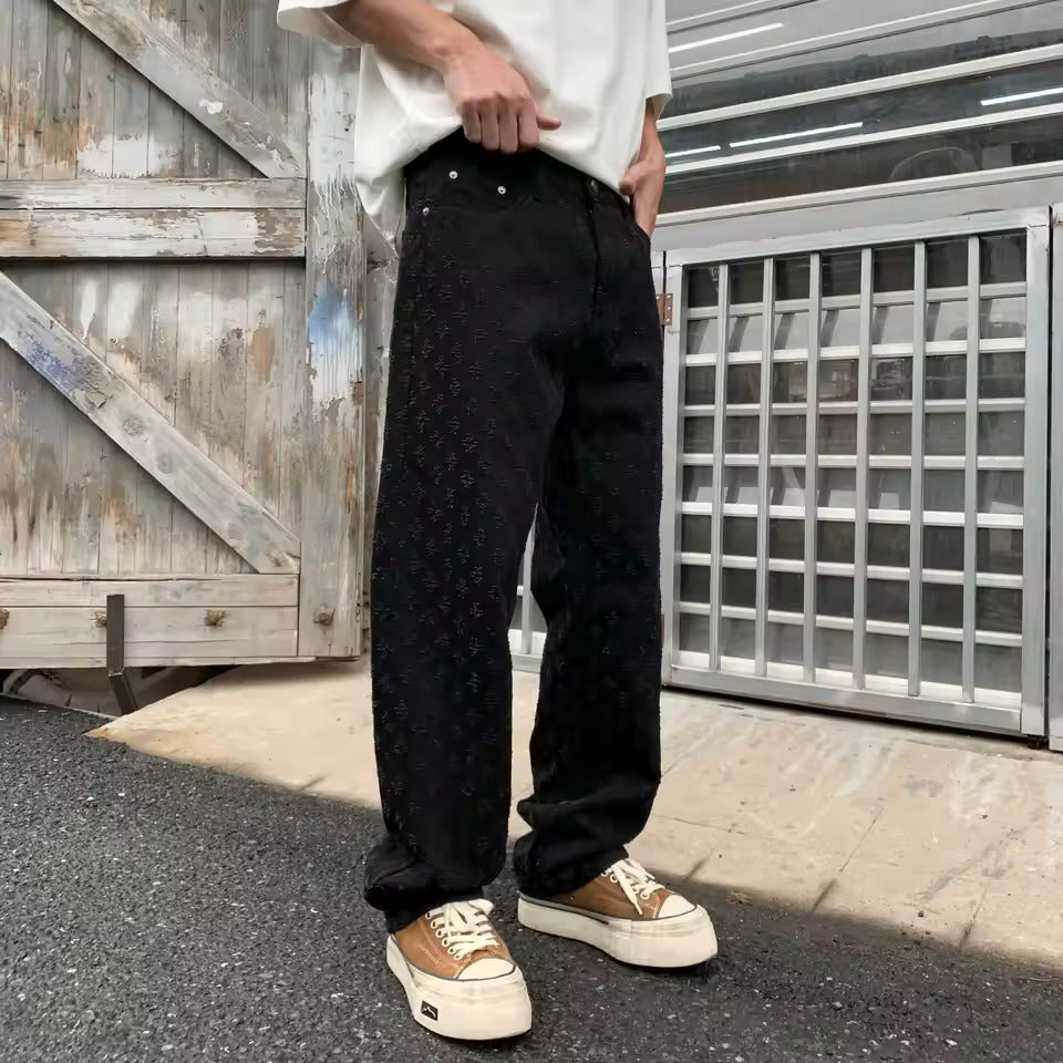 Jacquard Denim Jeans - Echelon Lifestyle