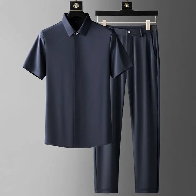Leon™ - Men's Ultra-Light Luxe Short-Sleeve Suit Set - Echelon Lifestyle