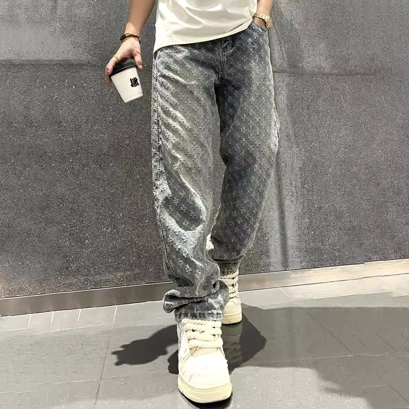 Jacquard Denim Jeans - Echelon Lifestyle