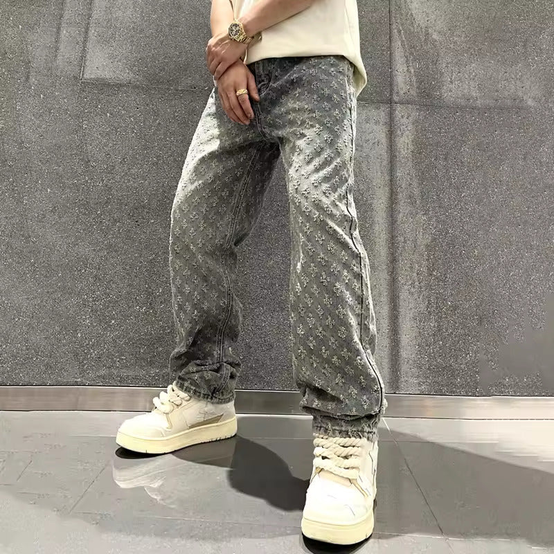 Jacquard Denim Jeans - Echelon Lifestyle