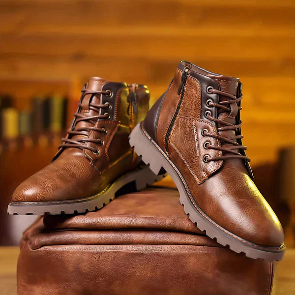 Jethro | Lace-up boots made of sturdy leather - Echelon Lifestyle